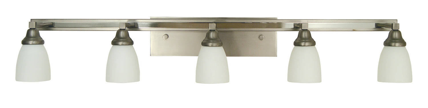 Framburg 4785 SP/PN Five Light Wall Sconce, Satin Pewter w/Polished Nickel