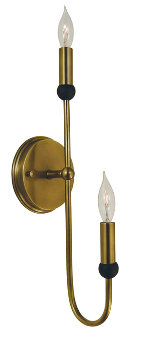 Framburg 4792 AB/MBLACK Two Light Wall Sconce, Antique Brass w/Matte Black