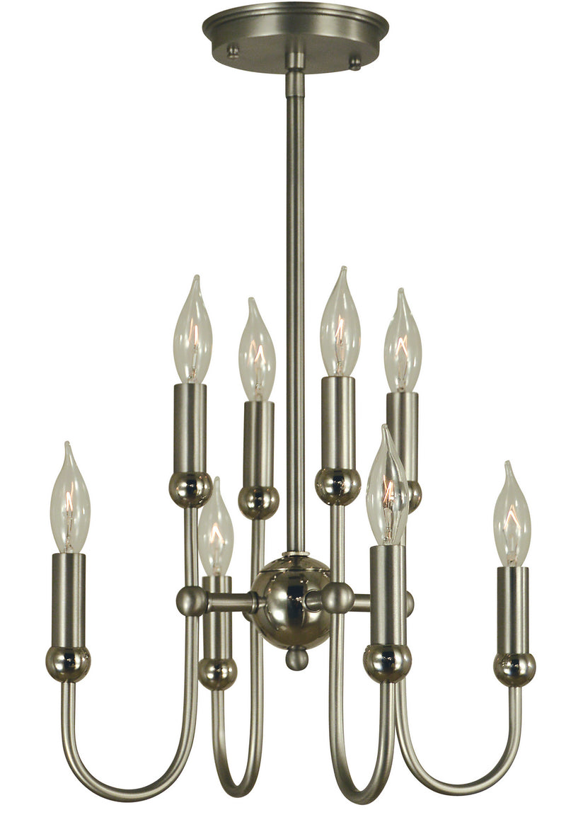 Framburg 4794 SP/PN Eight Light Chandelier, Satin Pewter w/Polished Nickel