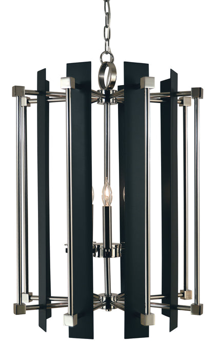 Framburg 4805 PN/MBLACK Five Light Foyer Chandelier, Polished Nickel w/Matte Black