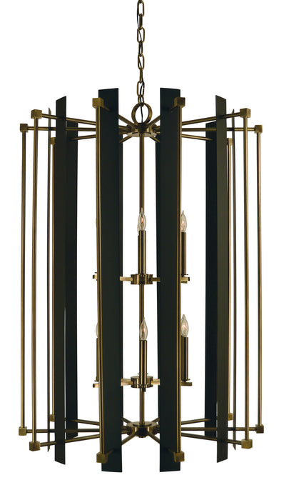 Framburg 4806 AB/MBLACK 12 Light Foyer Chandelier, Antique Brass w/Matte Black