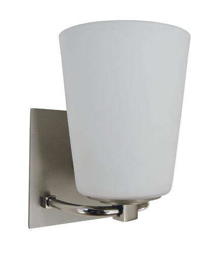 Framburg 4851 SP/PN/WH One Light Bath, Satin Pewter w/Polished Nickel