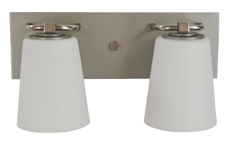 Framburg 4852 SP/PN/WH Two Light Bath, Satin Pewter w/Polished Nickel