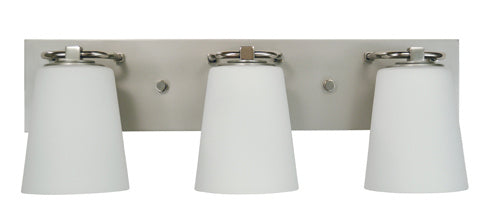 Framburg 4853 SP/PN/WH Three Light Bath, Satin Pewter w/Polished Nickel