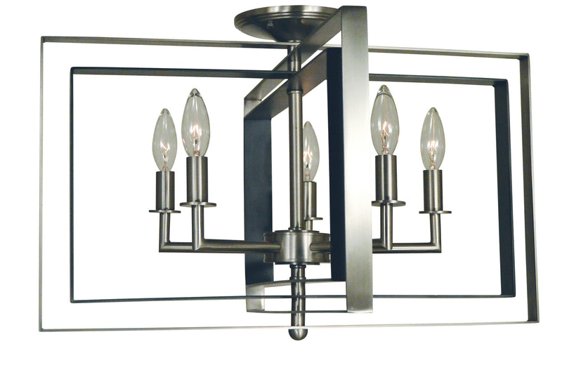 Framburg 4862 BN/MBLACK Five Light Flush / Semi-Flush Mount, Brushed Nickel w/Matte Black