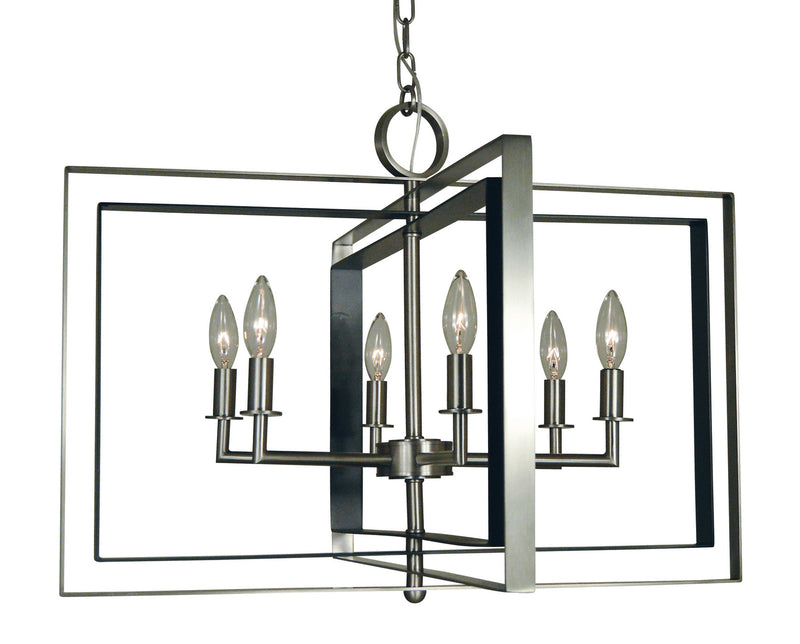 Framburg 4866 BN/MBLACK Six Light Chandelier, Brushed Nickel w/Matte Black