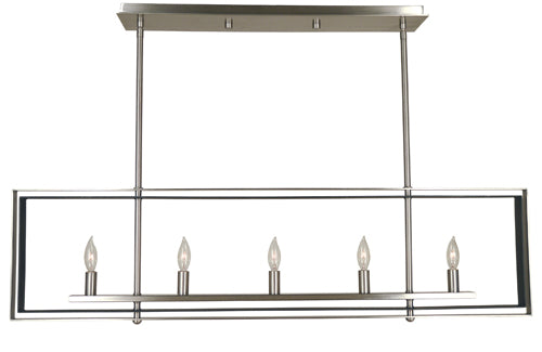 Framburg 4869 BN/MBLACK Five Light Island Chandelier, Brushed Nickel w/Matte Black