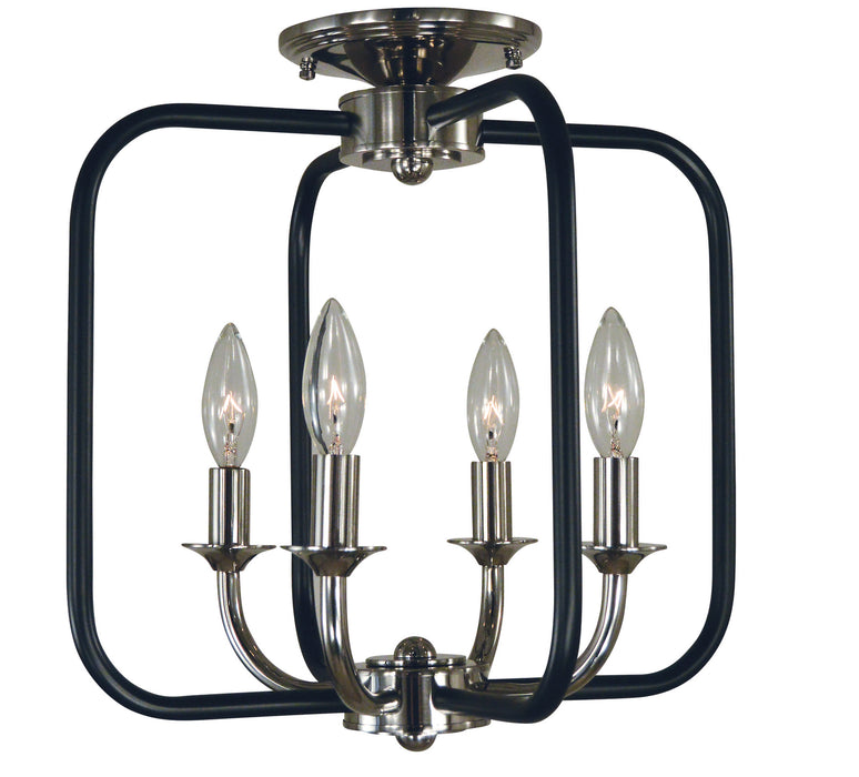 Framburg 4911 PN/MBLACK Four Light Flush / Semi-Flush Mount, Polished Nickel w/Matte Black