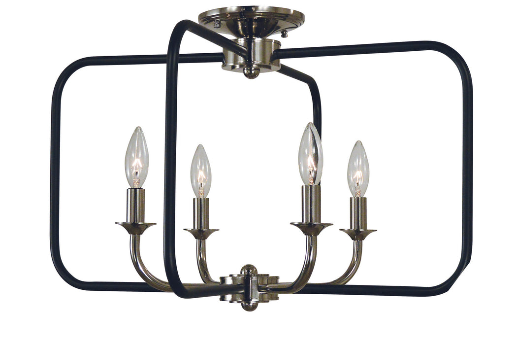 Framburg 4913 PN/MBLACK Four Light Flush / Semi-Flush Mount, Polished Nickel w/Matte Black