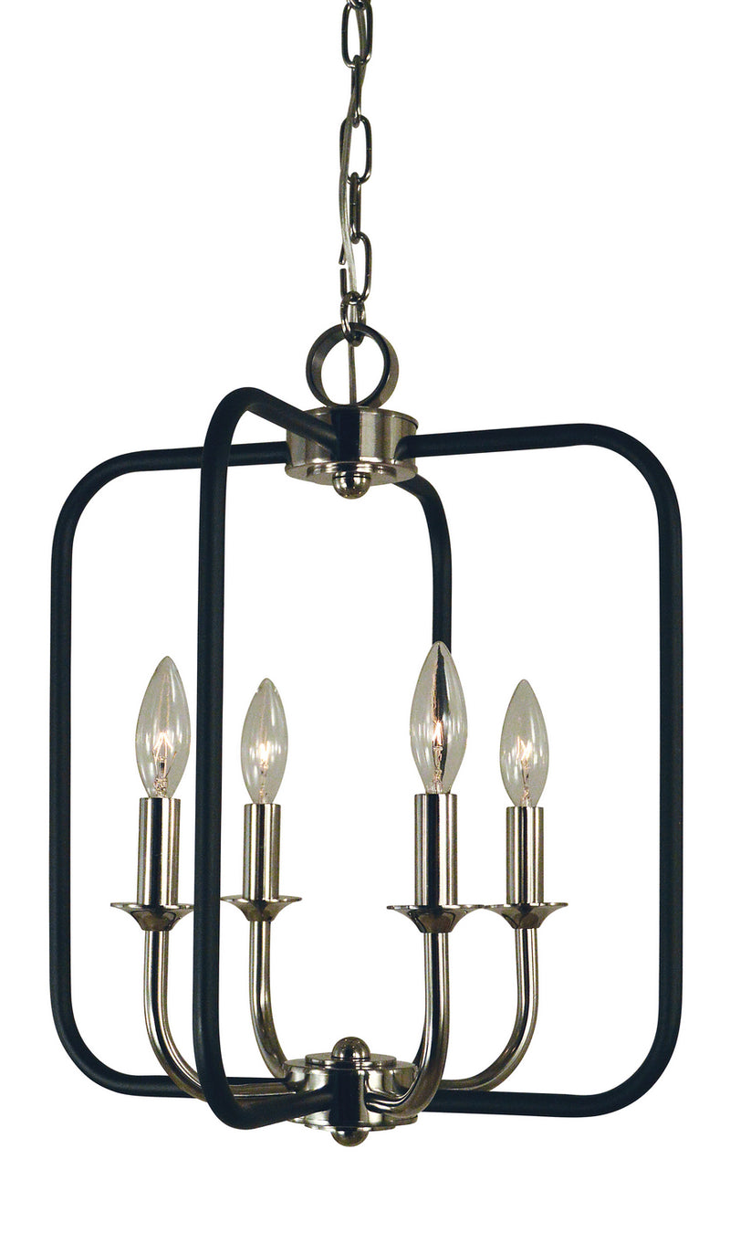 Framburg 4914 PN/MBLACK Four Light Chandelier, Polished Nickel w/Matte Black
