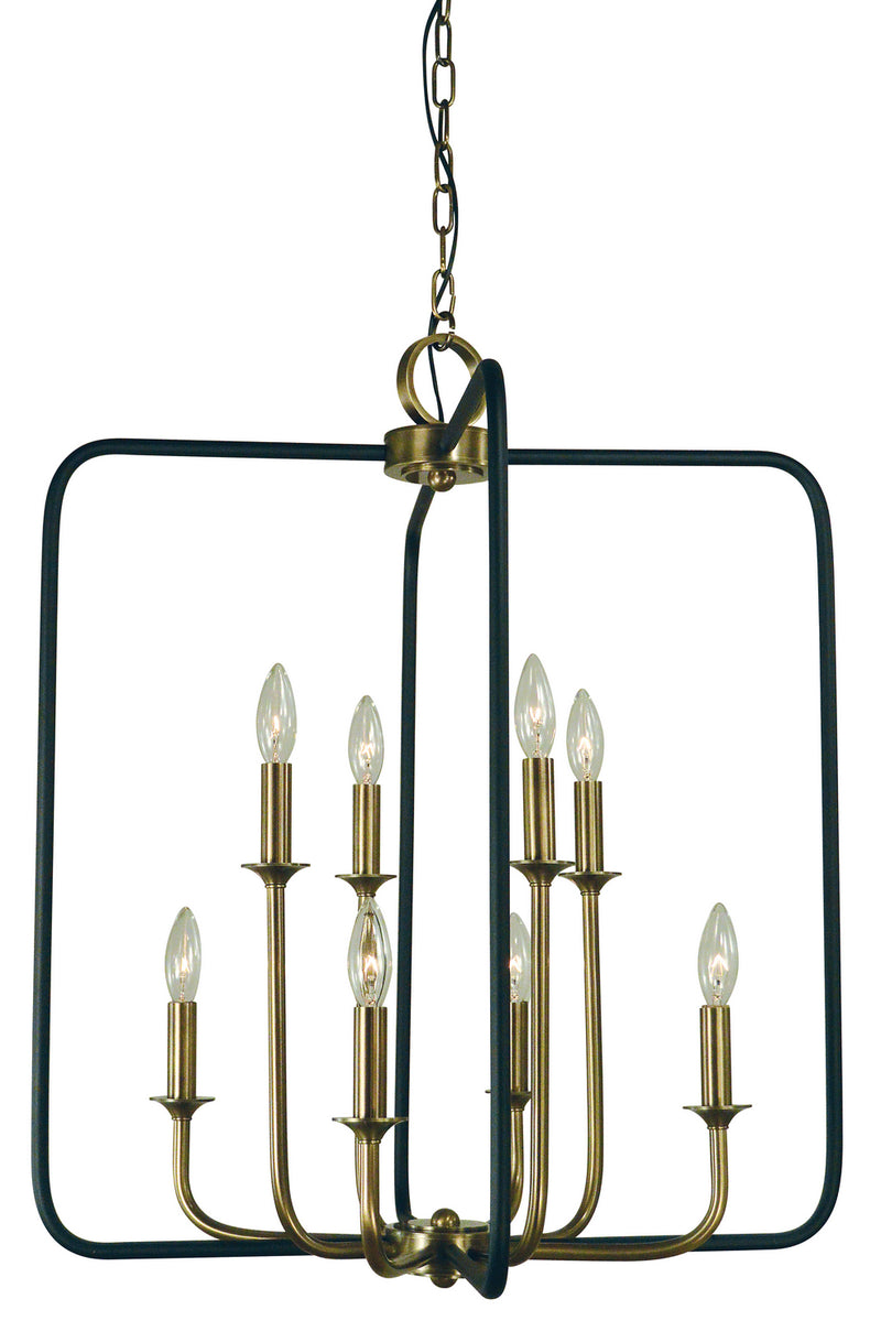 Framburg 4918 AB/MBLACK Four Light Chandelier, Antique Brass w/Matte Black