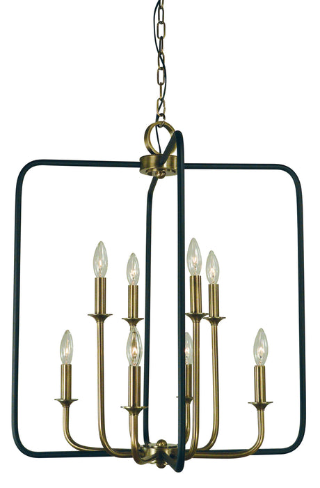 Framburg 4918 AB/MBLACK Four Light Chandelier, Antique Brass w/Matte Black