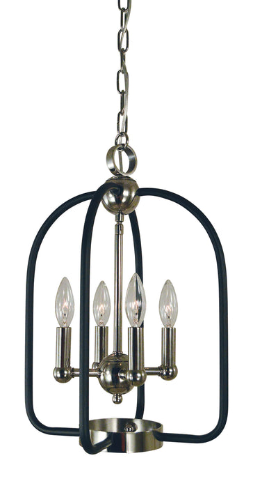 Framburg 4934 PN/MBLACK Four Light Chandelier, Polished Nickel w/Matte Black