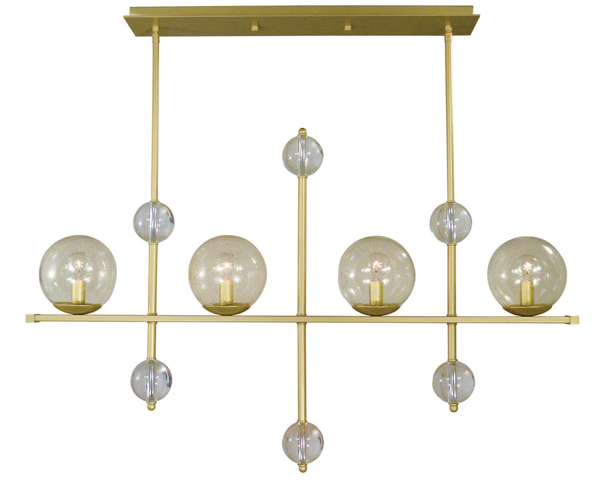 Framburg 4944 SB Four Light Island Chandelier, Satin Brass