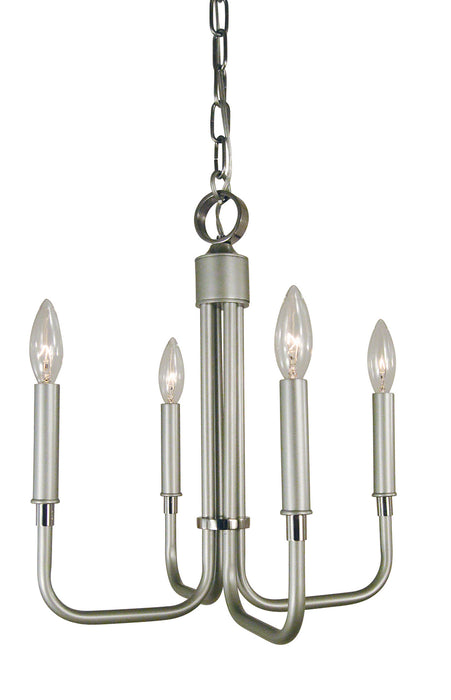 Framburg 4954 SP/PN Four Light Chandelier, Satin Pewter w/Polished Nickel