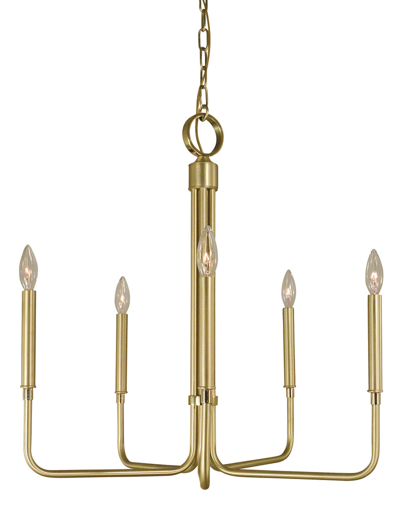 Framburg 4955 SB/PB Five Light Chandelier, Satin Brass w/Polished Brass