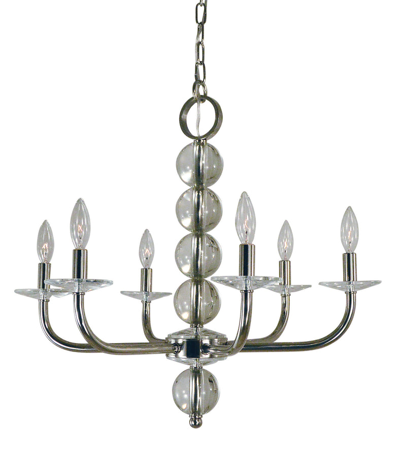 Framburg 4966 PN Six Light Chandelier, Polished Nickel