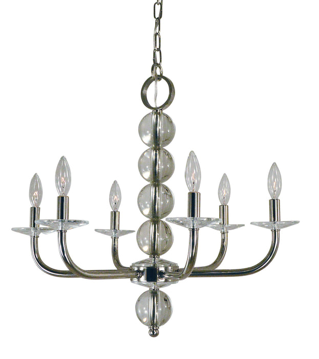 Framburg 4966 PN Six Light Chandelier, Polished Nickel