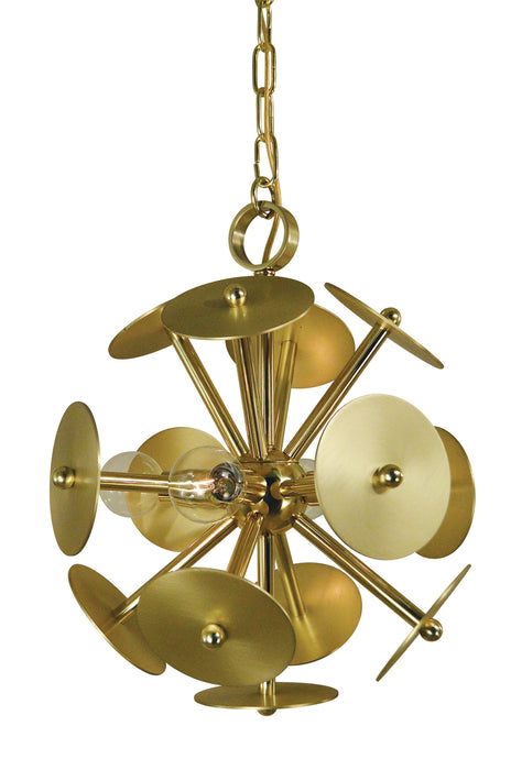 Framburg 4974 PB/SB Four Light Chandelier, Polished Brass w/Satin Brass