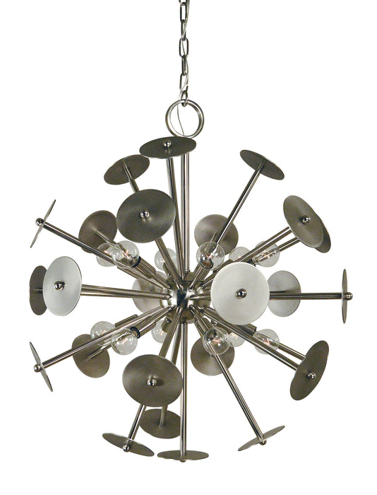 Framburg 4976 PN/SP 12 Light Chandelier, Polished Nickel w/Satin Pewter