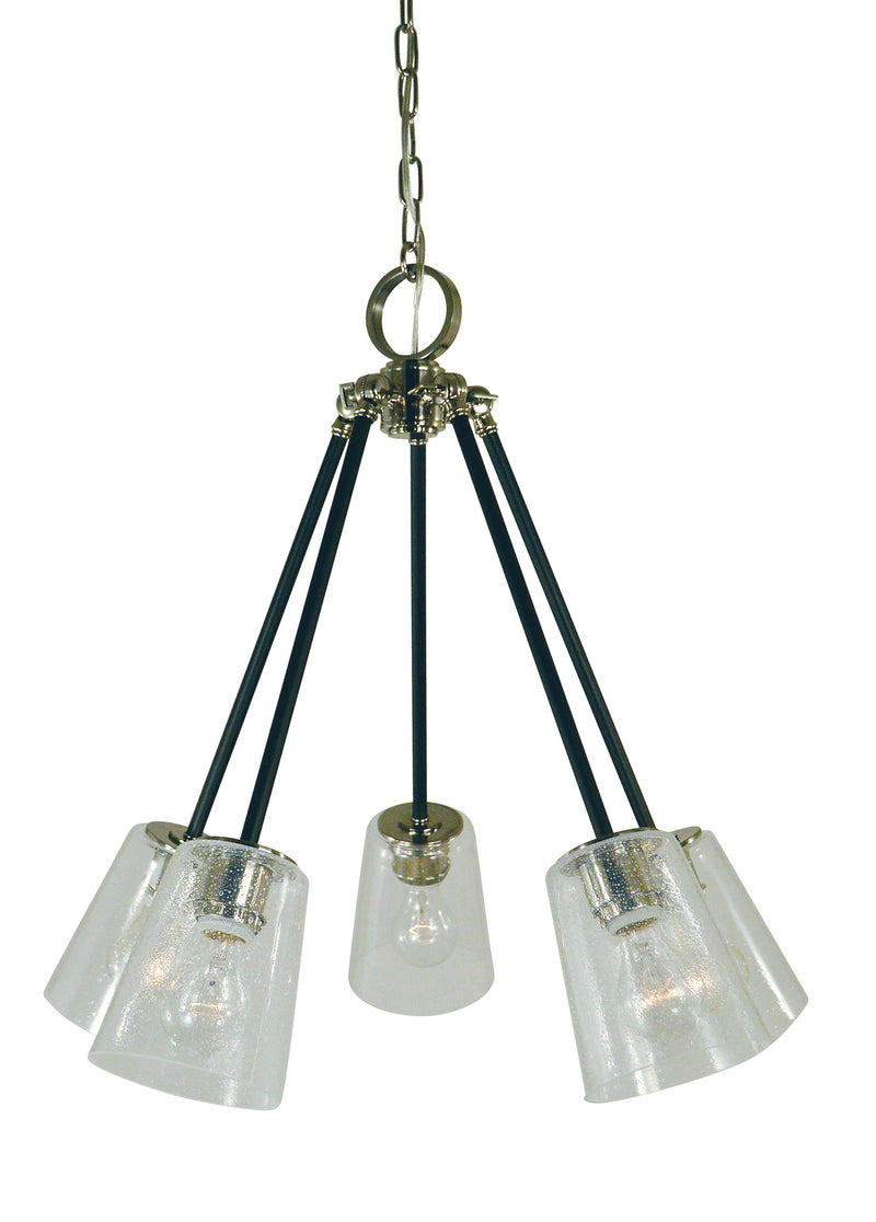 Framburg 4999 PN/MBLACK Five Light Chandelier, Polished Nickel w/Matte Black