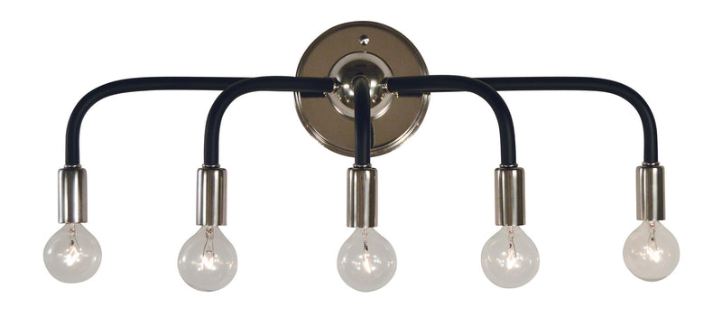 Framburg 5005 PN/MBLACK Five Light Wall Sconce, Polished Nickel w/Matte Black
