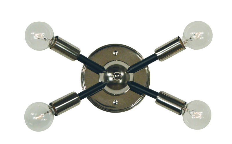 Framburg 5014 PN/MBLACK Four Light Wall Sconce, Polished Nickel w/Matte Black