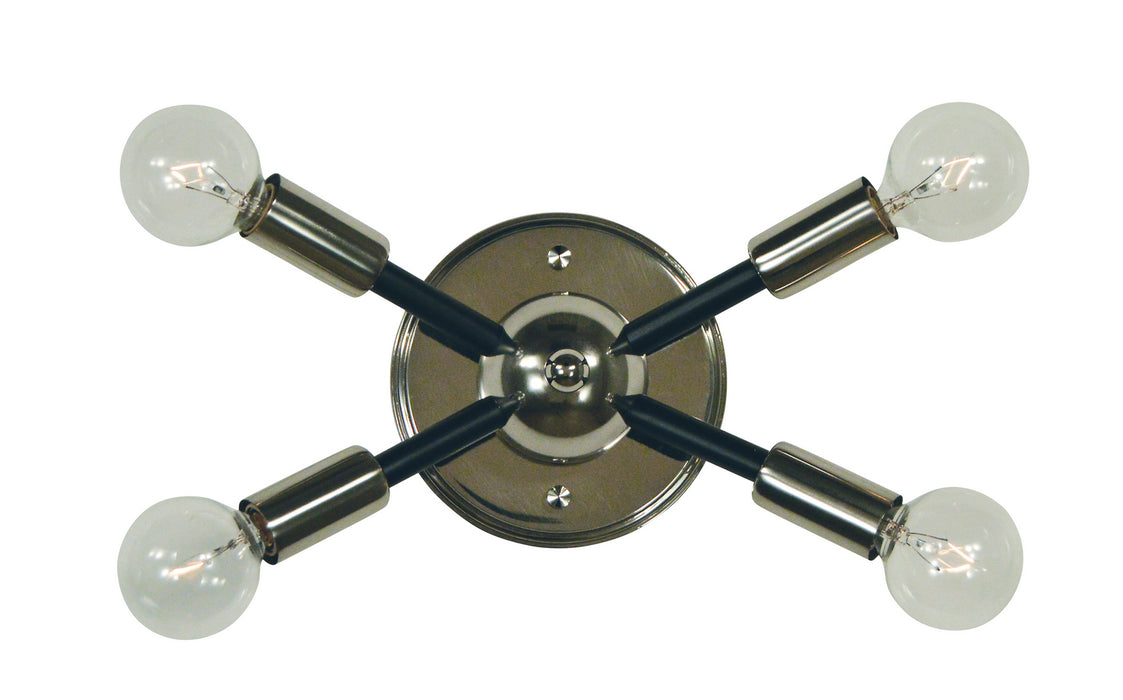 Framburg 5014 PN/MBLACK Four Light Wall Sconce, Polished Nickel w/Matte Black