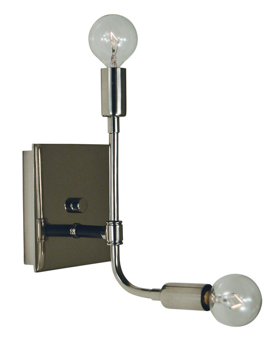 Framburg 5017 PN/MBLACK Two Light Wall Sconce, Polished Nickel w/Matte Black