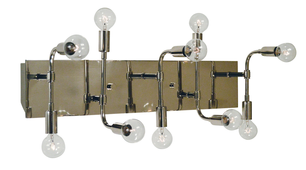 Framburg 5019 PN/MBLACK Ten Light Wall Sconce, Polished Nickel w/Matte Black