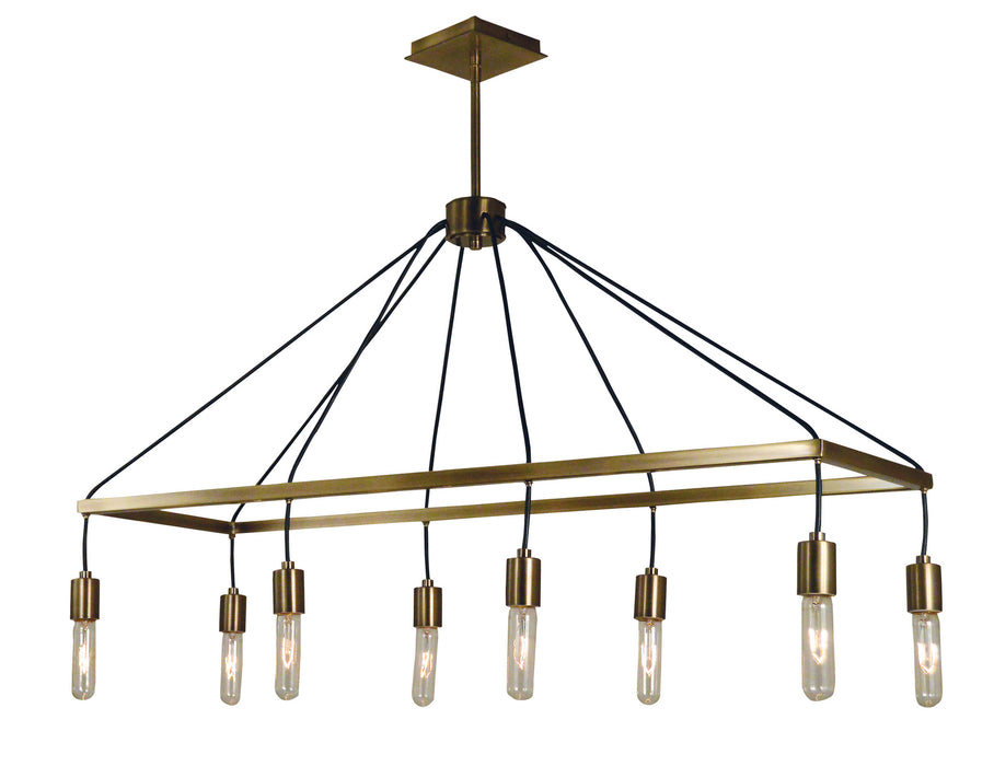 Framburg 5023 AB Eight Light Island Chandelier, Antique Brass
