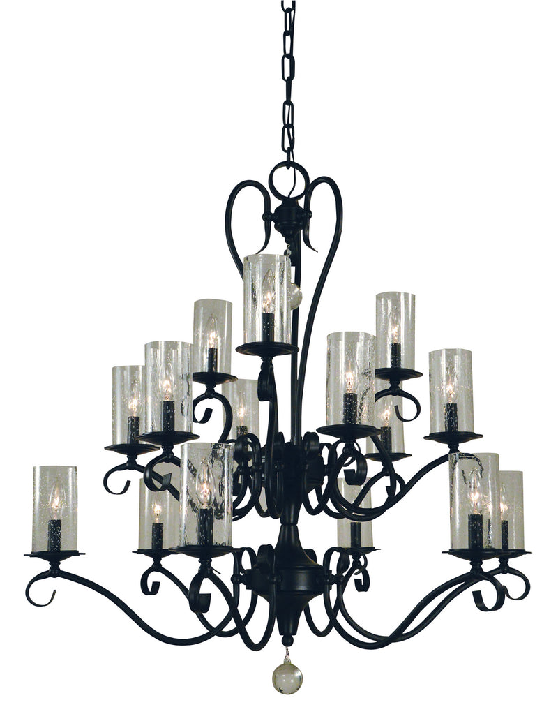 Framburg 5027 MBLACK 15 Light Chandelier, Matte Black