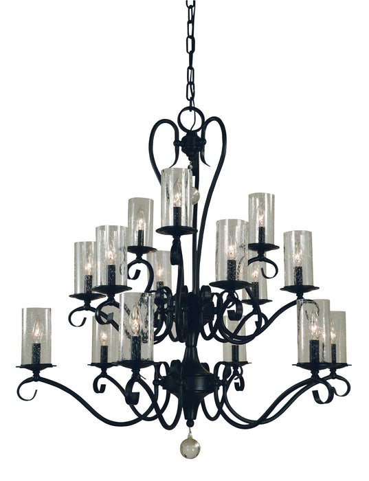 Framburg 5027 MBLACK 15 Light Chandelier, Matte Black