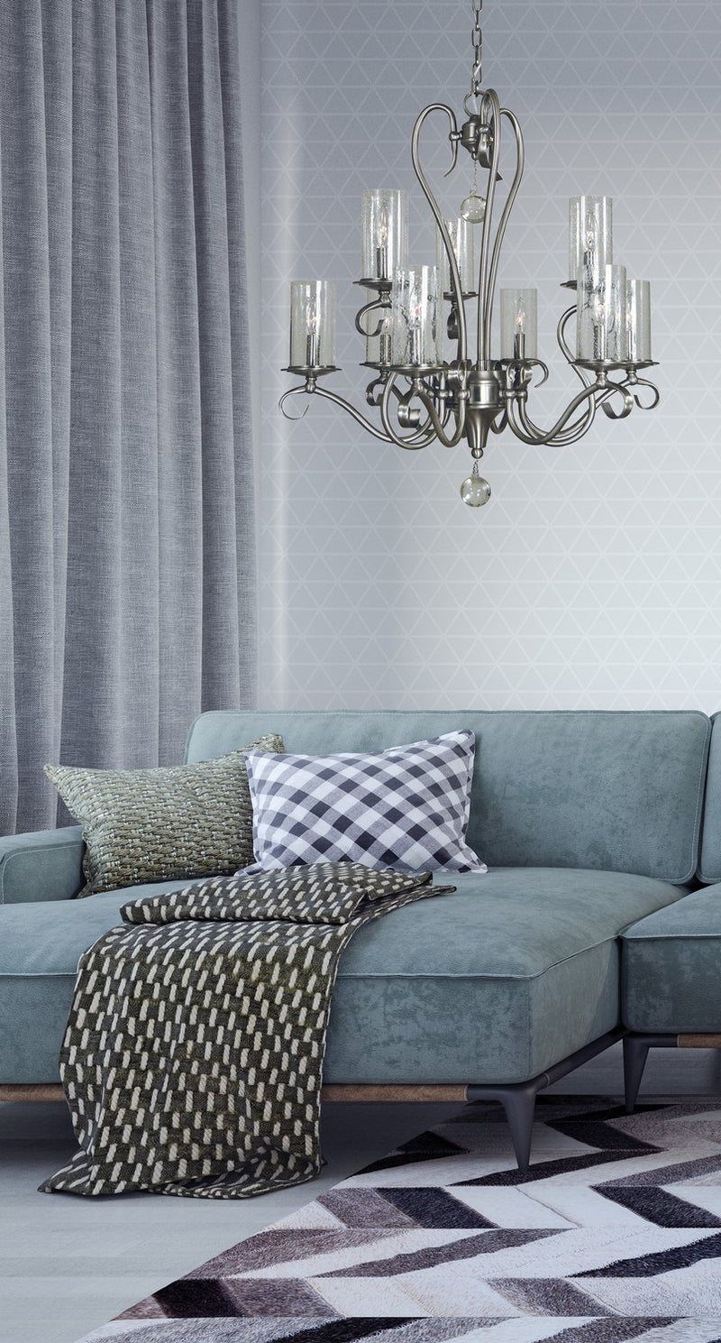 Framburg 5029 BN Nine Light Chandelier, Brushed Nickel