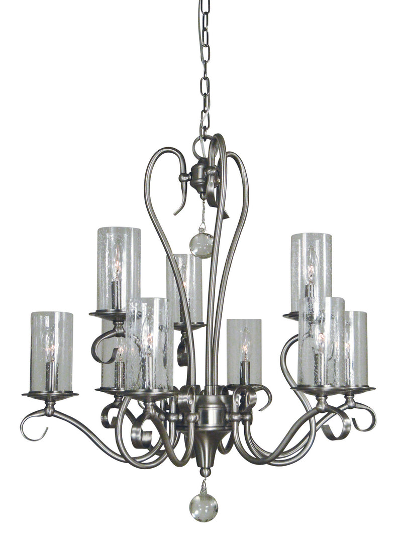 Framburg 5029 BN Nine Light Chandelier, Brushed Nickel