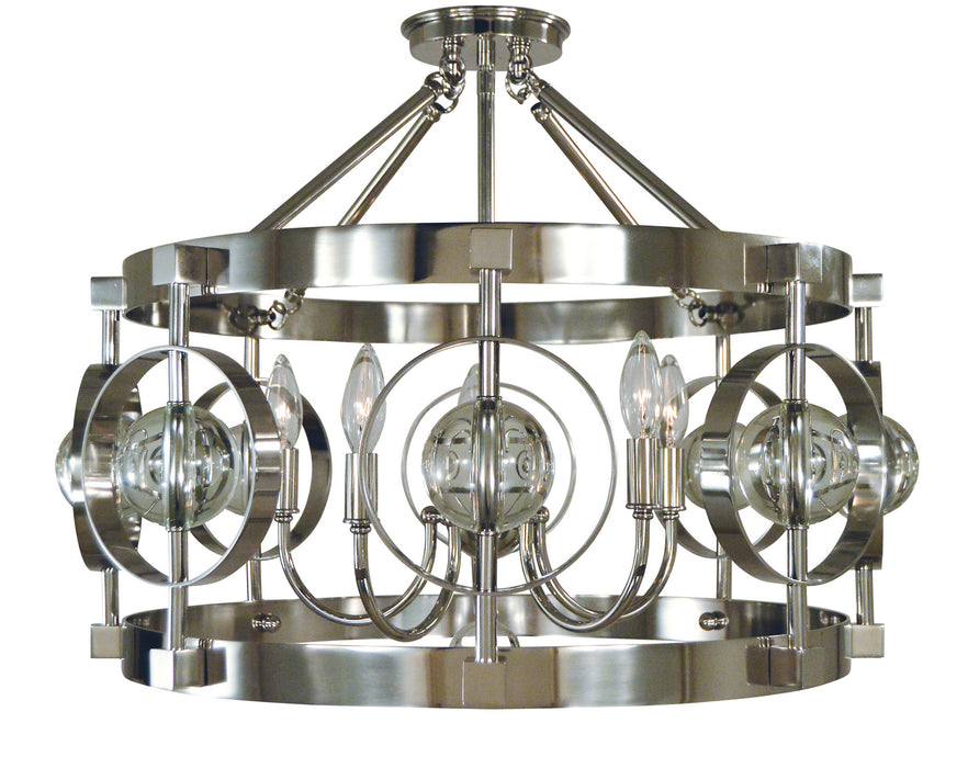 Framburg 5030 PN Five Light Flush / Semi-Flush Mount, Polished Nickel