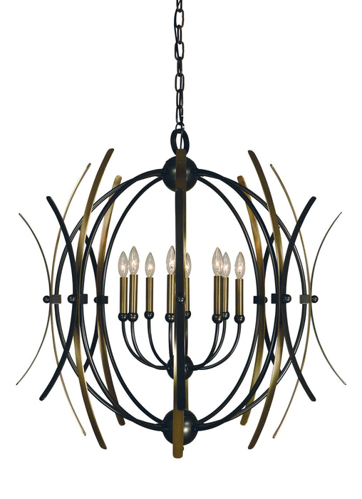 Framburg 5058 MB/AB Eight Light Chandelier, Mahogany Bronze w/Antique Brass