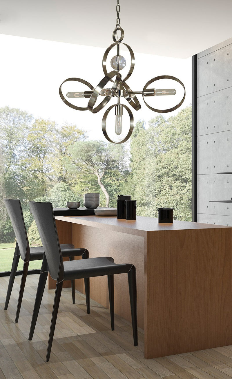 Framburg 5064 PN Five Light Chandelier, Polished Nickel