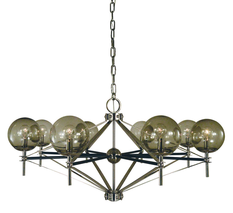 Framburg 5068 PN/MBLACK Eight Light Chandelier, Polished Nickel w/Matte Black