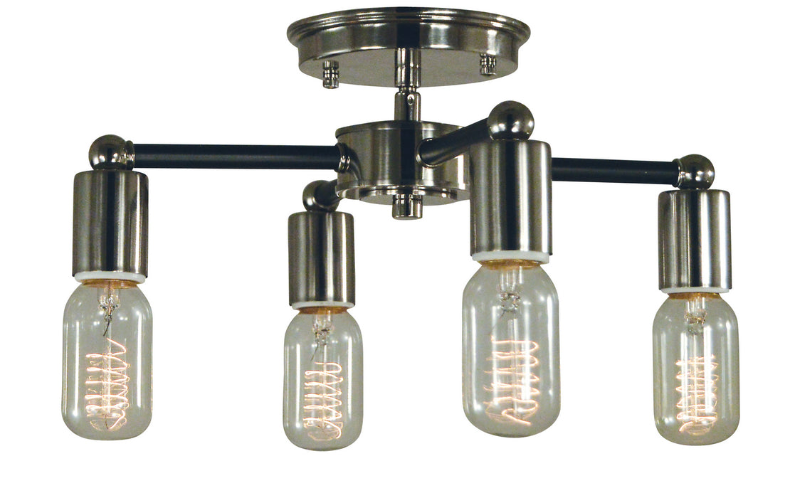 Framburg 5080 PN/MBLACK Four Light Flush / Semi-Flush Mount, Polished Nickel w/Matte Black