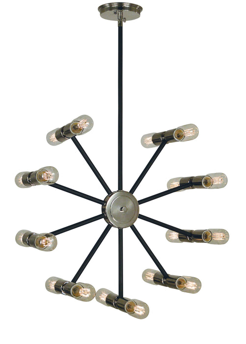 Framburg 5086 PN/MBLACK 18 Light Chandelier, Polished Nickel w/Matte Black