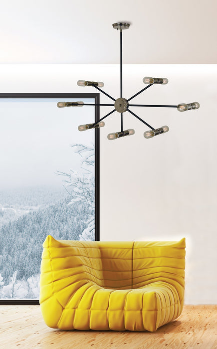 Framburg 5088 PN/MBLACK 14 Light Chandelier, Polished Nickel w/Matte Black