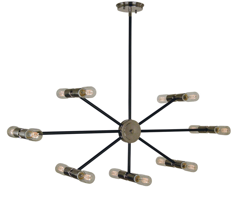 Framburg 5088 PN/MBLACK 14 Light Chandelier, Polished Nickel w/Matte Black