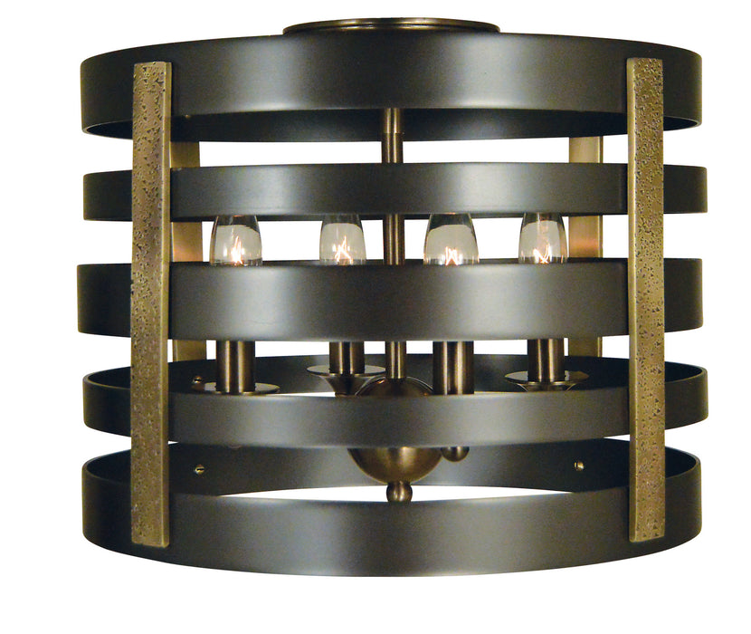 Framburg 5090 MB/AB Four Light Flush / Semi-Flush Mount, Mahogany Bronze w/Antique Brass
