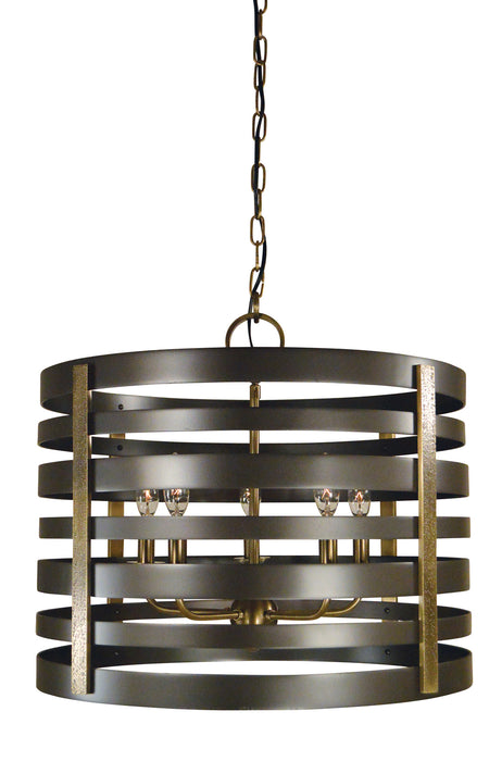 Framburg 5095 MB/AB Five Light Chandelier, Mahogany Bronze w/Antique Brass