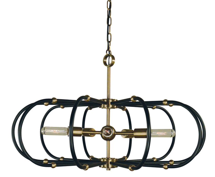 Framburg 5105 AB/MBLACK Five Light Chandelier, Antique Brass w/Matte Black