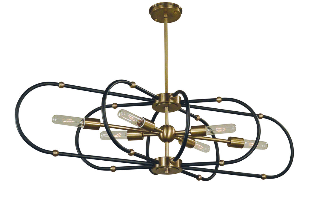 Framburg 5106 AB/MBLACK Six Light Chandelier, Antique Brass w/Matte Black