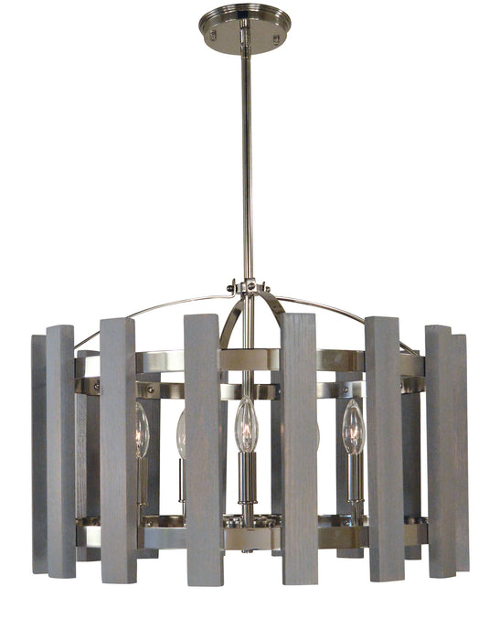 Framburg 5125 PN Five Light Chandelier, Polished Nickel