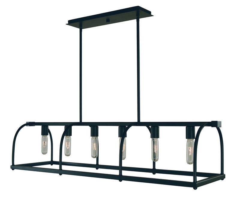 Framburg 5476 MBLACK Six Light Island Chandelier, Matte Black