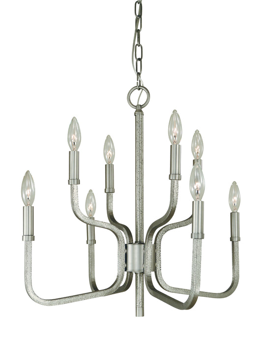 Framburg 5488 SP Eight Light Chandelier, Satin Pewter